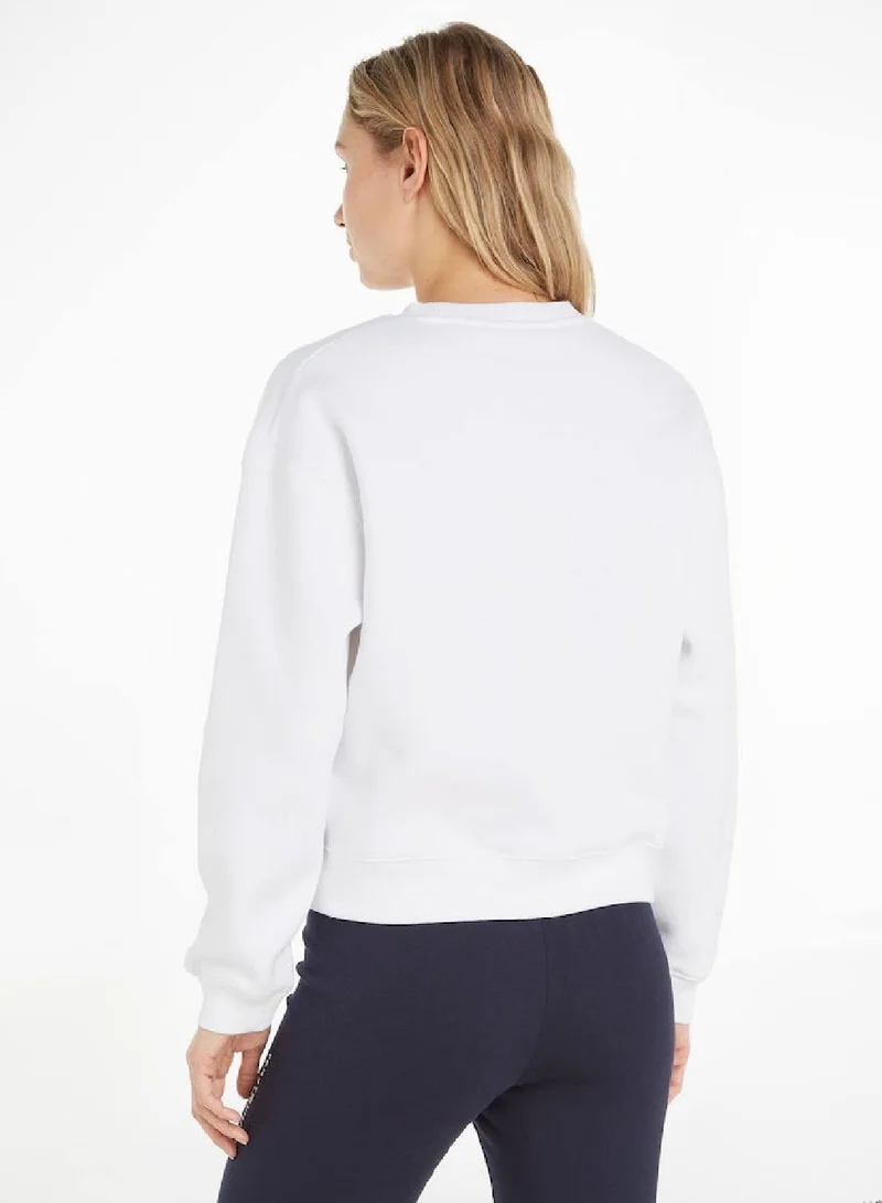 TOMMY HILFIGER Women's Modern Signature Logo Sweatshirt -  Cotton blend, White