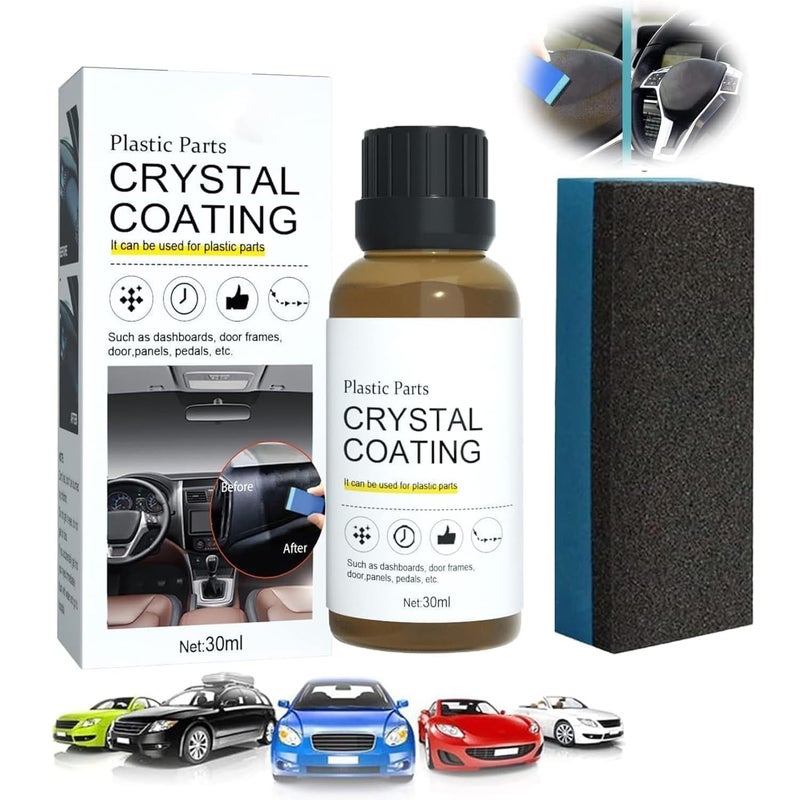 KIRMIT Crystal Coating for Car and Bike Plastic Parts | 30ml PVC Restorer for Revitalizing Coating Agent | automotive Dashboard Plastic Crystal Coating Cleaner Polish Shining (pack of 1) - Image 1