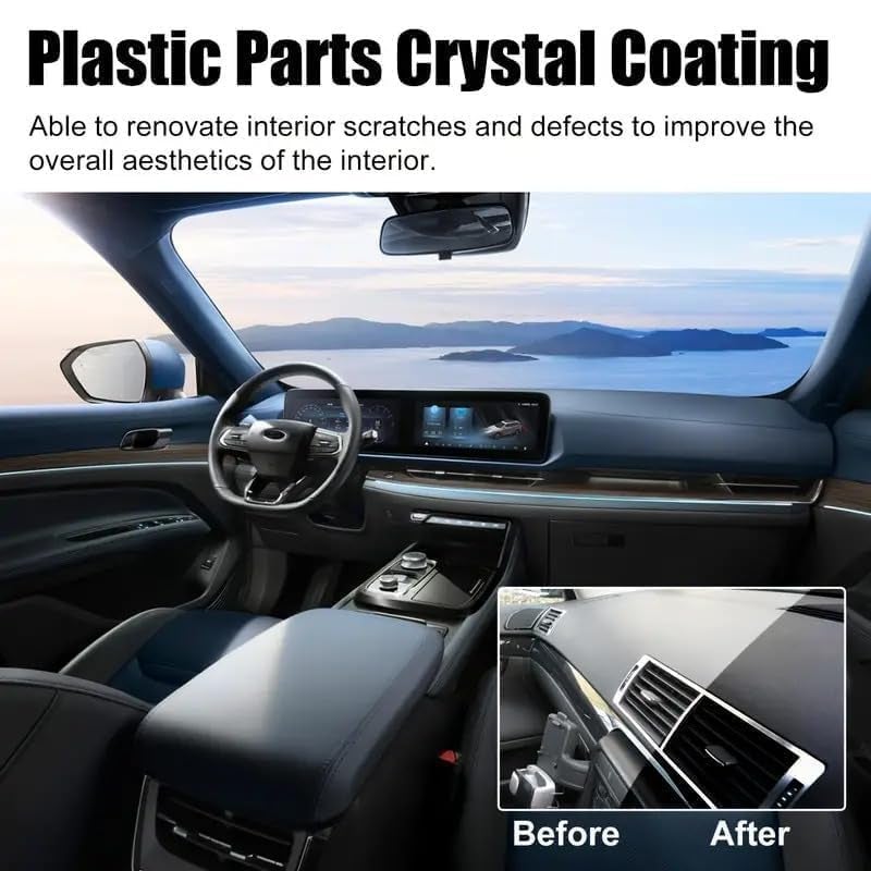 KIRMIT Crystal Coating for Car and Bike Plastic Parts | 30ml PVC Restorer for Revitalizing Coating Agent | automotive Dashboard Plastic Crystal Coating Cleaner Polish Shining (pack of 1) - Image 5