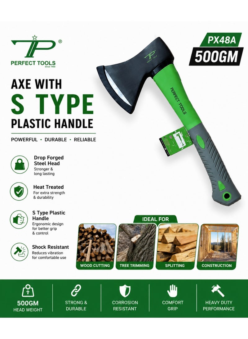 Perfect Tools PX48A 500GM S-Type Axe with Ergonomic Plastic Handle | Drop Forged Steel Head | Heavy Duty Wood Cutting & Splitting Axe - Image 1