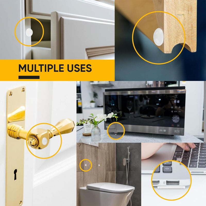 Vellax 104 Clear Cabinet Bumper Pads â€“ Self-Adhesive Silicone Buffer Set with 4 Shapes for Doors, Drawers & Furniture â€“ Sound Dampening & Surface Protection - Image 3