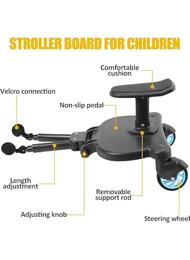 هوكور 2024 New Stroller Board, 2-in-1 Sit-Stand Stroller Glide Board with Removable Seat, Suitable for Most Strollers, Accommodates Children up to 55 lbs Mini Stroller Stand Board (Blue) - Image 2
