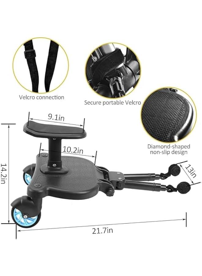 هوكور 2024 New Stroller Board, 2-in-1 Sit-Stand Stroller Glide Board with Removable Seat, Suitable for Most Strollers, Accommodates Children up to 55 lbs Mini Stroller Stand Board (Blue) - Image 4