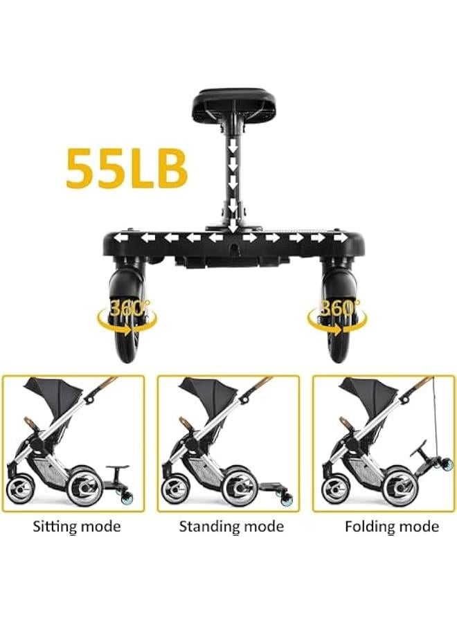 هوكور 2024 New Stroller Board, 2-in-1 Sit-Stand Stroller Glide Board with Removable Seat, Suitable for Most Strollers, Accommodates Children up to 55 lbs Mini Stroller Stand Board (Blue) - Image 5