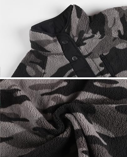 SELINK Womens Fleece Jacket Western Aztec Print Long Sleeve Snap Button Down Shacket Jackets with Pockets Black Camo-XXL - Image 5