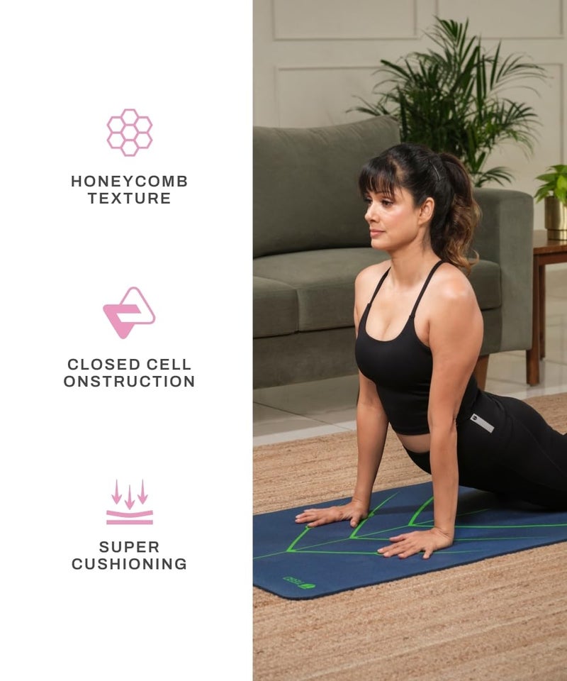 TEGO Stance Yoga Mat with GuideAlign for Posture Alignment (Wine Without bag) | Reversible Design with Dual Texture Grip | 5mm Thick | Antimicrobial, Non-Slip, Sweat-Resistant | 6ft x 2ft | Yoga & Fitness Mat | Shoe-friendly Workout Mat - Image 2