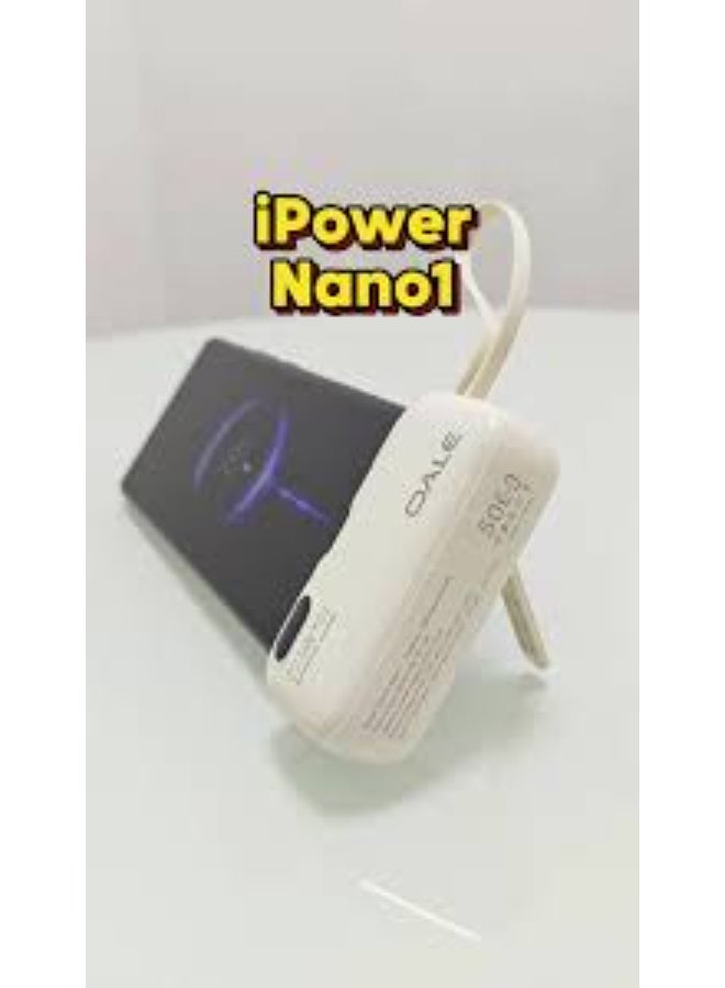 Oale 5000mAh Mini Power Bank 22.5W Fast Charging, Built-in Back Stand, Type-C & Lightning Ports, Ultra-Slim Pocket Size Portable Charger, Fast Power Bank Compatible with iPhone, Samsung, Android Devices | Beige - Image 4