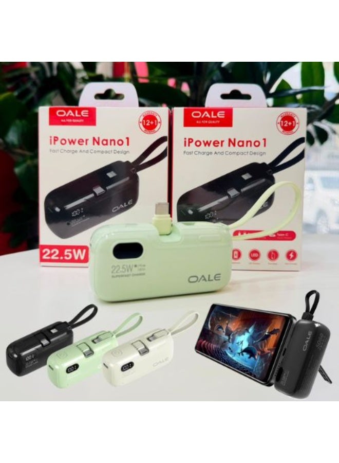 Oale 5000mAh Mini Power Bank 22.5W Fast Charging, Built-in Back Stand, Type-C & Lightning Ports, Ultra-Slim Pocket Size Portable Charger, Fast Power Bank Compatible with iPhone, Samsung, Android Devices | Beige - Image 5