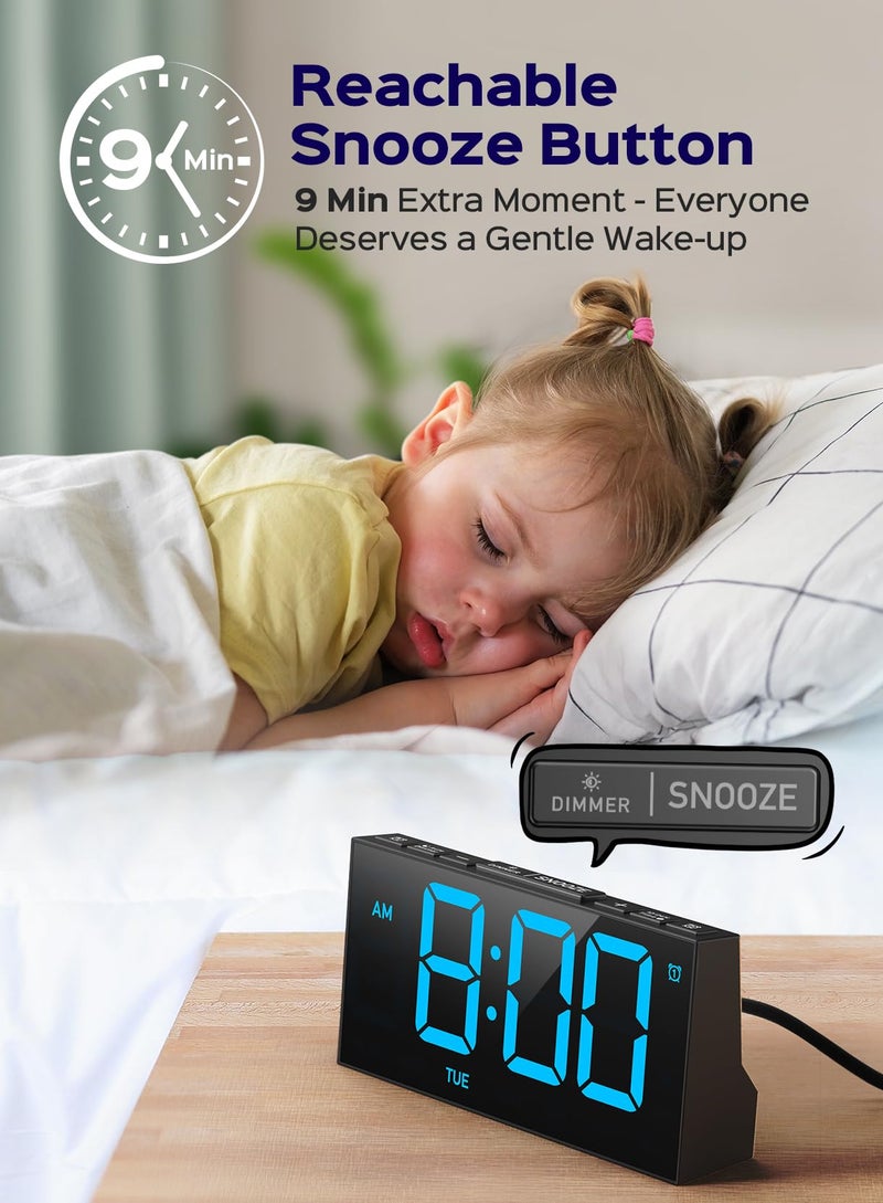 GOLOZA Digital Alarm Clocks for Bedrooms  Digital Clock with 4 Level Brightness +Off  Dual Customizable Alarms  USB Port  Power-Off Memory  Snooze  DST  12/24H  Desk Clock for Kids Adults Elderly - Image 2