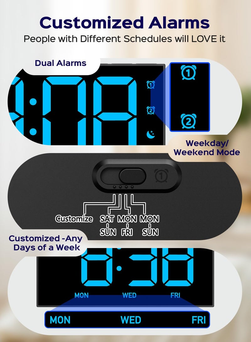 GOLOZA Digital Alarm Clocks for Bedrooms  Digital Clock with 4 Level Brightness +Off  Dual Customizable Alarms  USB Port  Power-Off Memory  Snooze  DST  12/24H  Desk Clock for Kids Adults Elderly - Image 5