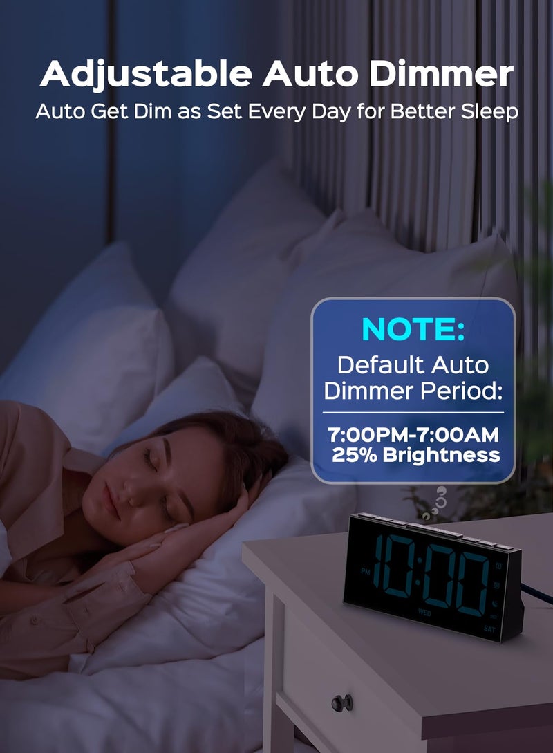 GOLOZA Digital Alarm Clocks for Bedrooms  Digital Clock with 4 Level Brightness +Off  Dual Customizable Alarms  USB Port  Power-Off Memory  Snooze  DST  12/24H  Desk Clock for Kids Adults Elderly - Image 4