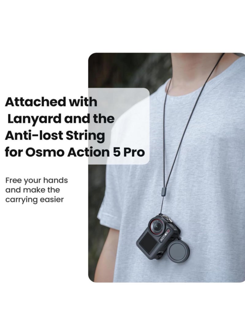 1pcs Silicone Case for DJI Osmo Action 5 Pro Silicone Protective Cover with Anti Lost Neck Lanyard Accessories for DJI Action 5 Pro Camera Black  - Image 2