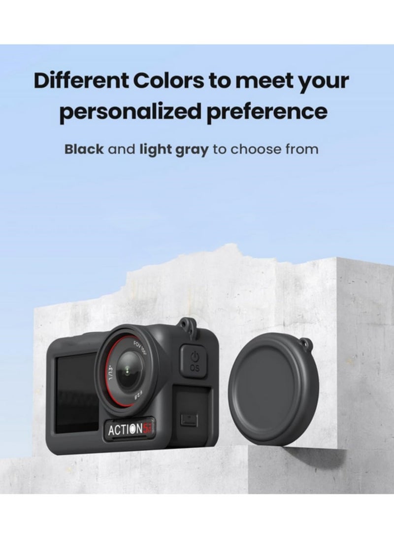 1pcs Silicone Case for DJI Osmo Action 5 Pro Silicone Protective Cover with Anti Lost Neck Lanyard Accessories for DJI Action 5 Pro Camera Black  - Image 3