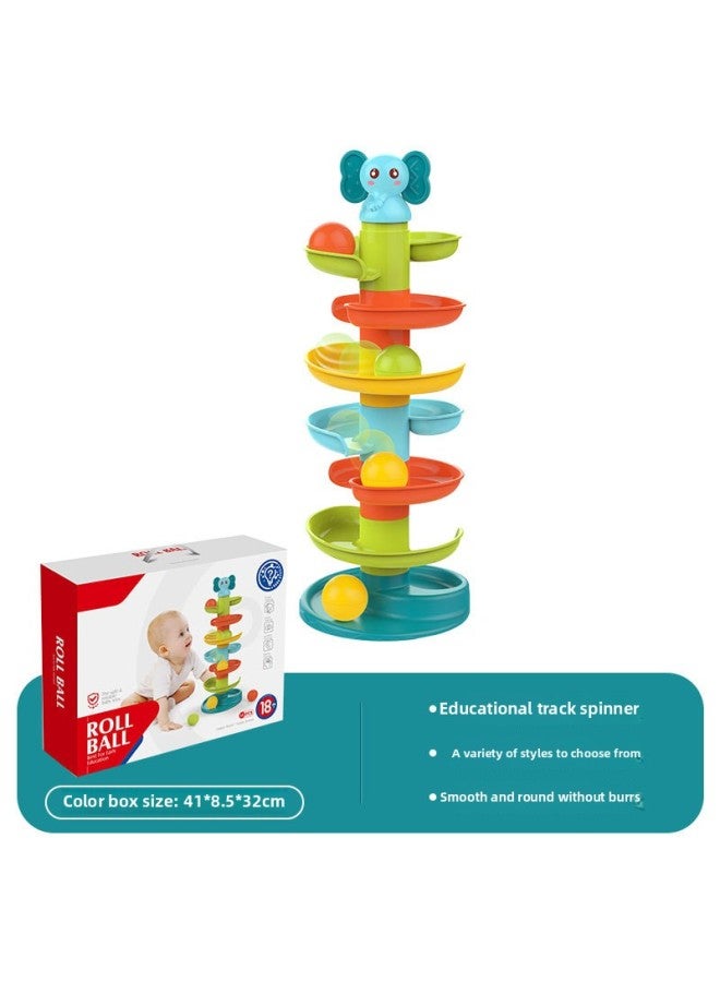 ألعاب الأطفال التعليم المبكر المرح المسار بدوره الموسيقى الشريحة الكرة برج الطفل المتداول الكرة Jenga لعبة بالجملة-اللون: 【مسار 7 طبقات】 فيل أوريان + 3 كرات 【صندوق ألوان】】 - Image 1