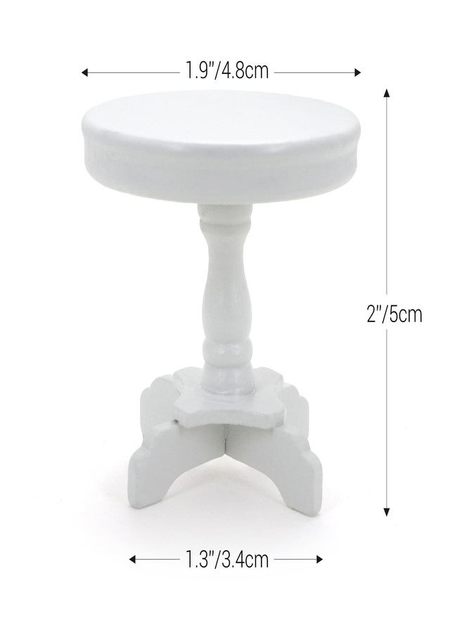CHAMBERY 1:12 Scale Miniature End Table Wooden Round Side Table White Dollhouse Furniture Accessories - Image 2