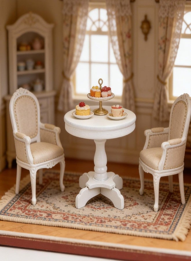 CHAMBERY 1:12 Scale Miniature End Table Wooden Round Side Table White Dollhouse Furniture Accessories - Image 5