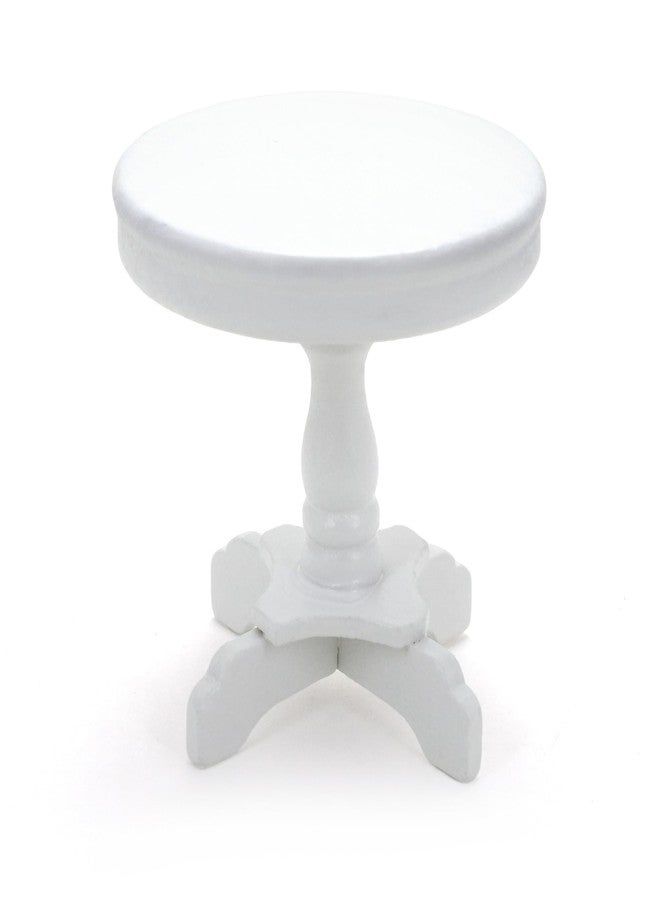 CHAMBERY 1:12 Scale Miniature End Table Wooden Round Side Table White Dollhouse Furniture Accessories - Image 1