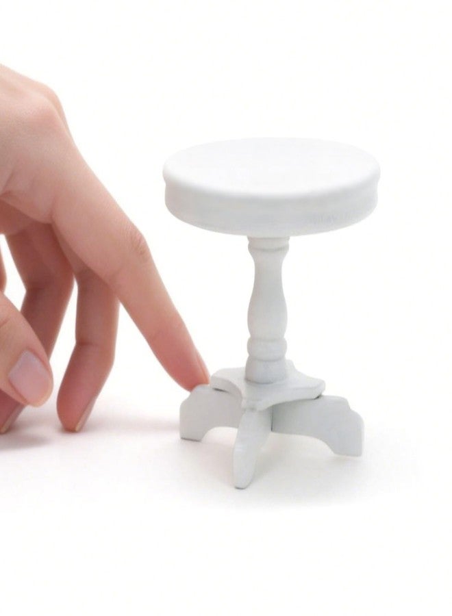 CHAMBERY 1:12 Scale Miniature End Table Wooden Round Side Table White Dollhouse Furniture Accessories - Image 3