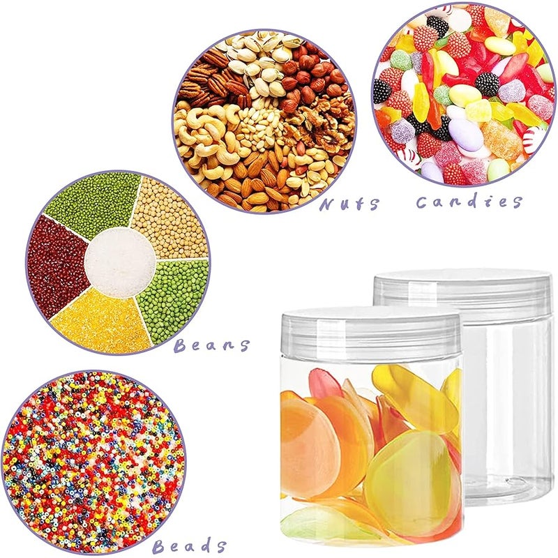 Panxxsen 20 Pack 4oz Clear Plastic Jars with Lids,Wide-Mouth Refillable Storage Containers,Empty Round Containers for Candy,Beads,Lotion,Slime Making and Food Storage - Image 4