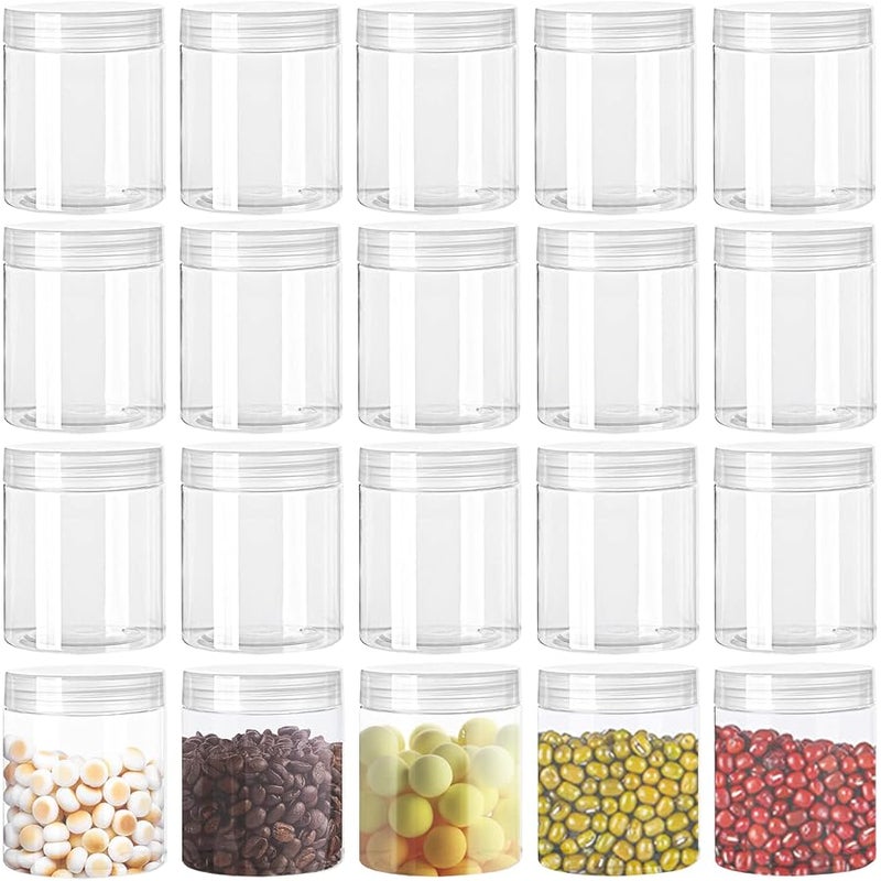Panxxsen 20 Pack 4oz Clear Plastic Jars with Lids,Wide-Mouth Refillable Storage Containers,Empty Round Containers for Candy,Beads,Lotion,Slime Making and Food Storage - Image 1