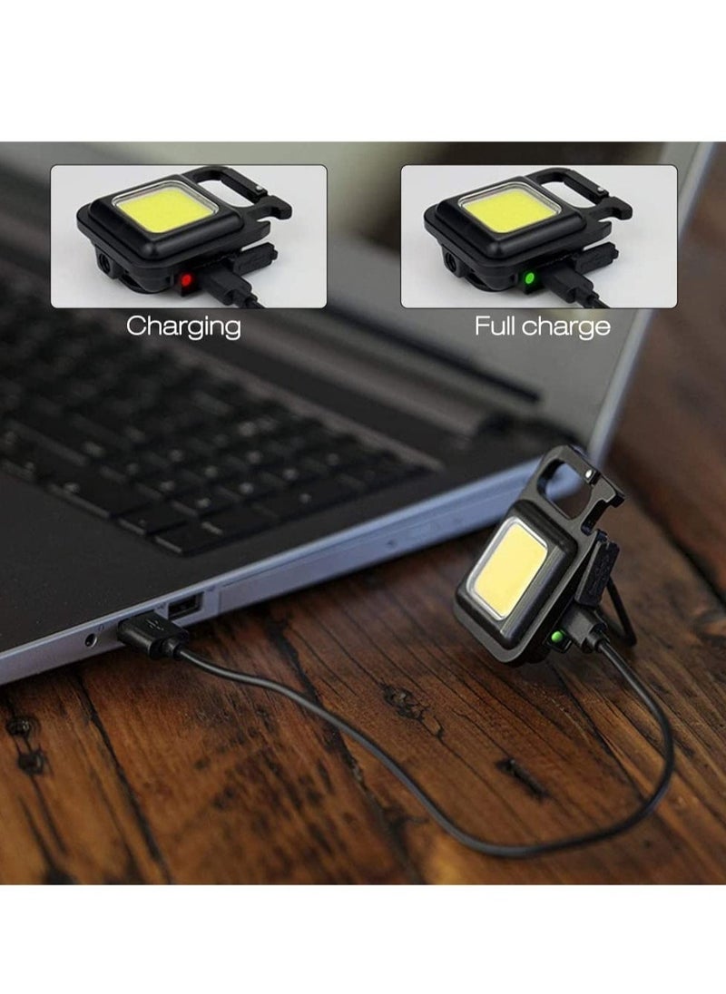 ELTRAZONE Keychain Light - Rechargeable Flashlights, 4 Modes Mini Flashlight Keychain with Folding Bracket Bottle Opener and Magnetic Base for Emergency and Outdoor Use… - Image 5