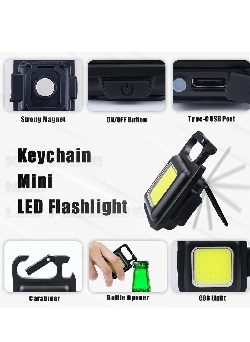 ELTRAZONE Keychain Light - Rechargeable Flashlights, 4 Modes Mini Flashlight Keychain with Folding Bracket Bottle Opener and Magnetic Base for Emergency and Outdoor Use… - Image 2