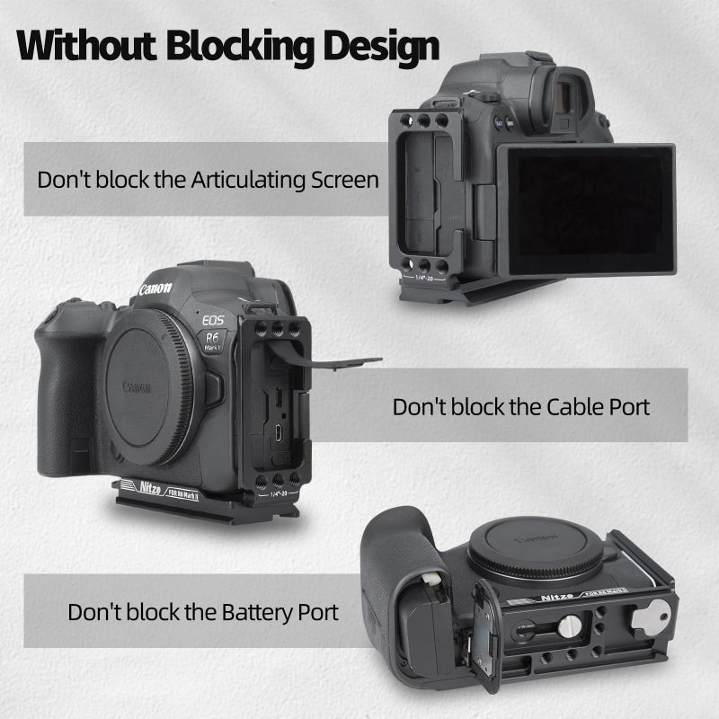 Nitze حامل L من نيتزي لكاميرا كانون R6 مارك II / R6، مع لوحة إفراج سريع أركا مدمجة وفتحات متعددة 1/4"-20 - Image 5