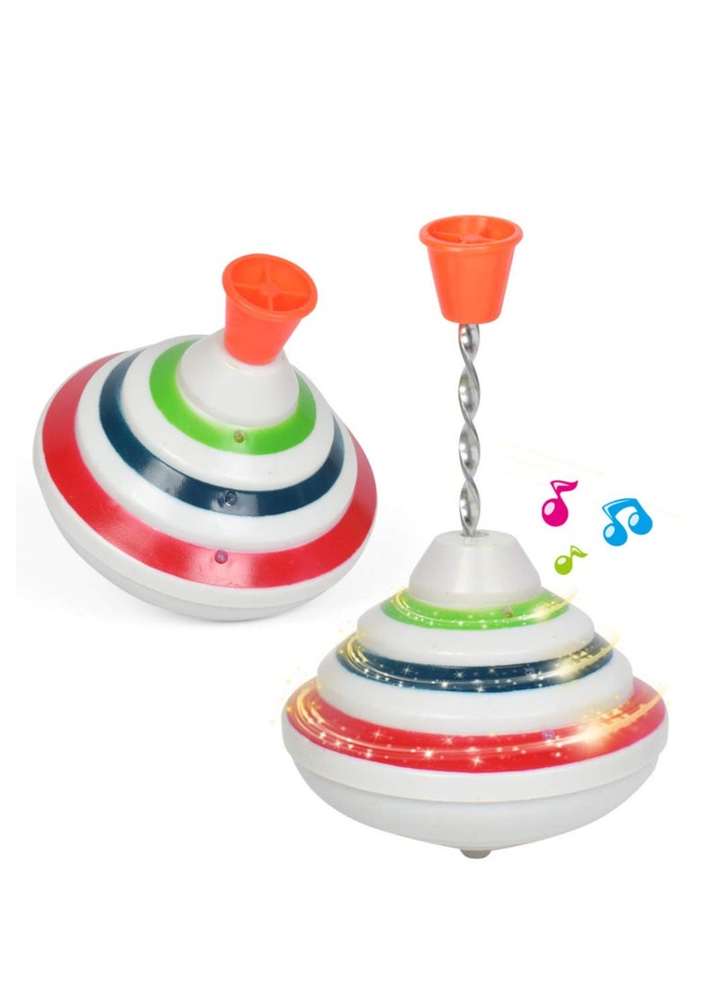 KASTWAVE Push Down Spinning Top Toy, Gyroscope Spinning Top Game LED Spinning Activity Toys with Music, Peg-top Hand Spinning Gyro Toy Gift for Kids Gift Party Favors, Music Spinning Top Toy（Color Random） - Image 2