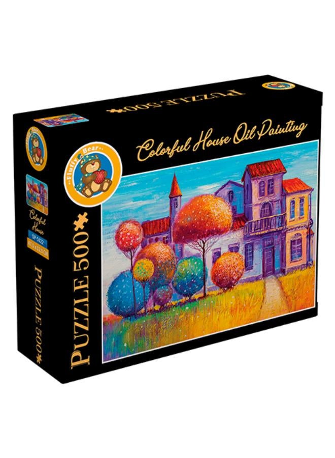 فلفي بي منزل ملون-لوحة زيتية