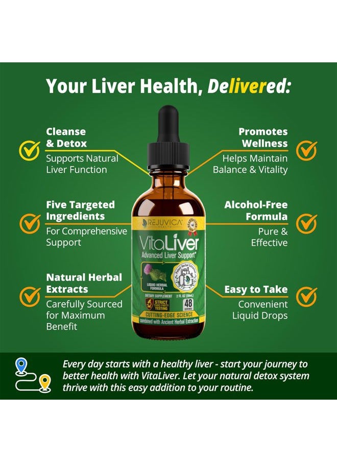 Rejuvica Health VitaLiver - Liver Health Supplement - Support Liver Cleanse & Detox - Liquid Delivery for Absorption - Milk Thistle, Artichoke, Chanca Piedra, Dandelion & More!  - Image 2