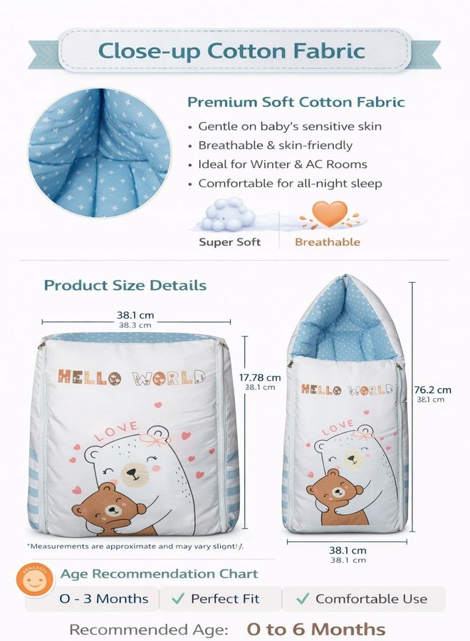 Tiny Tycoon 3 in 1 Baby Carry Bed, Sleeping Bag & Carry Nest, Cotton Baby Bedding for New Born & Infant, Portable Bassinet, for Carrying & Unisex Baby Sleeping Bed | 0 to 2 Years - Image 5
