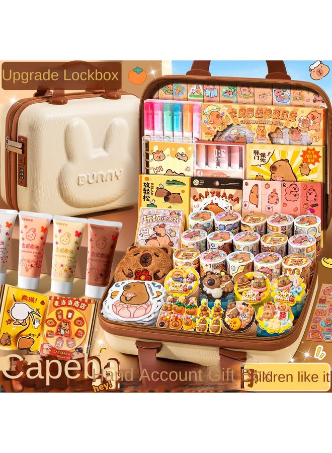 Bluejw Kapi Bara Hand Account Suit Gift Box Cute Girl's Birthday High-value Hand Account Book Girl's Stationery Gift Pack Milk - Image 2