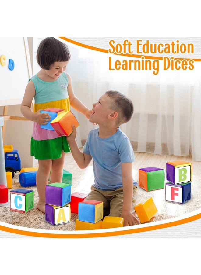 Yilloog 4 Pcs Large Foam Dice with Pockets DIY Education Playing Game Soft Dice Kids Infant Early Education Cube Learning Teaching Stacking Blocks Toys Photo Child(3.94 Inch,Stylish Color) - Image 4