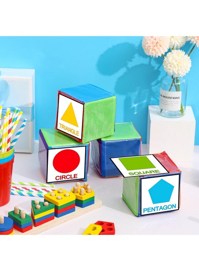 Yilloog 4 Pcs Large Foam Dice with Pockets DIY Education Playing Game Soft Dice Kids Infant Early Education Cube Learning Teaching Stacking Blocks Toys Photo Child(3.94 Inch,Stylish Color) - Image 3