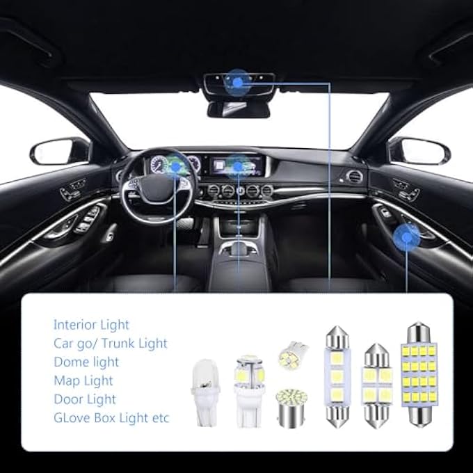 KASTWAVE 42 Pcs Led Car Bulb Kit T10 31Mm 36Mm 41Mm 1157 Bright Replacement For Dome Map Door And License Plate Lights - Image 5