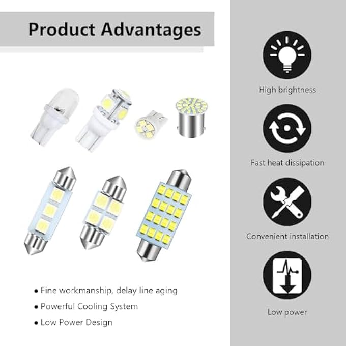 KASTWAVE 42 Pcs Led Car Bulb Kit T10 31Mm 36Mm 41Mm 1157 Bright Replacement For Dome Map Door And License Plate Lights - Image 4