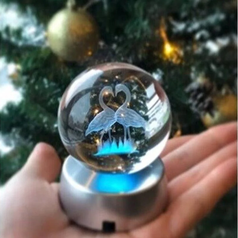 Keyfim Shop Decorative Color Changing Flamingo Themed Lighted Glass Globe 8cm*6cm
