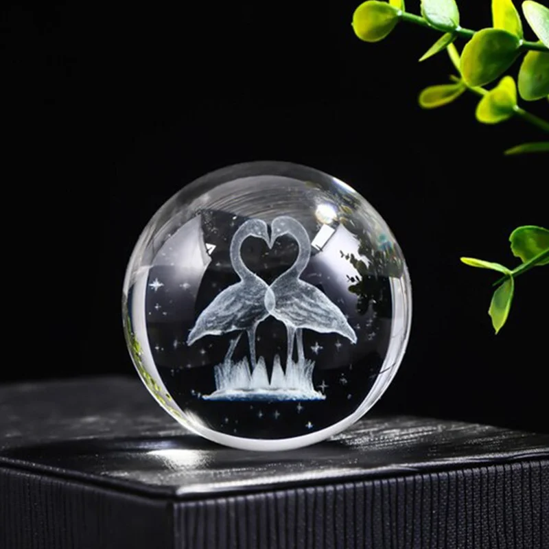 Keyfim Shop Decorative Color Changing Flamingo Themed Lighted Glass Globe 8cm*6cm