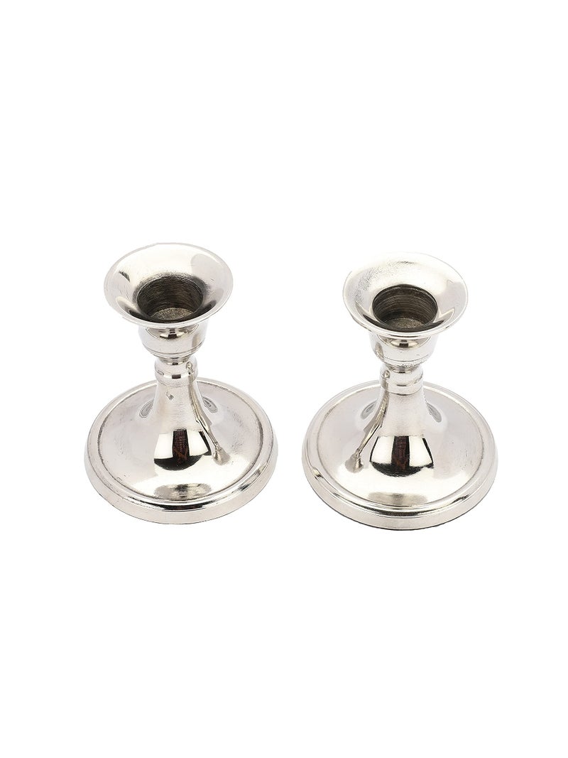 Heyearth Silver Metal Candle Holders Set of 2,Candlestick Holder for Taper Candles.Decorative Candlestick Holder for Home Décor.Taper Candle Holder - 3.5 Inches - Image 5