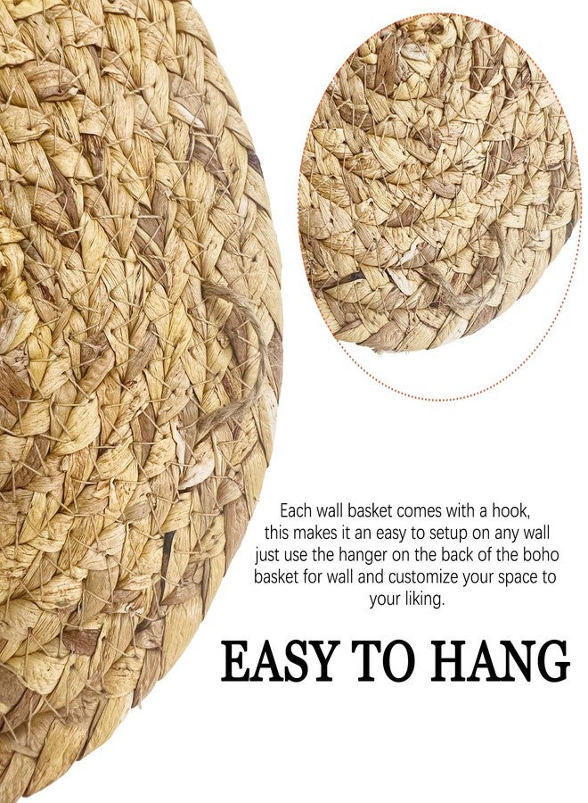 Dimpola 7 Pack Boho Wall Basket Decor - Seagrass Rattan Wicker Wall Decor Round Handmade Hanging Rustic Flat Elegant Wall Art for Farmhouse Living Rooms Bedrooms Display Table Settings Kitchen Home - Image 2