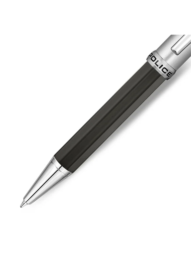 Police Silver/Black Daytona Stainless Steel Trims Twist Ballpoint Pen for Men, Blue Ink for Men | Best Price UAE