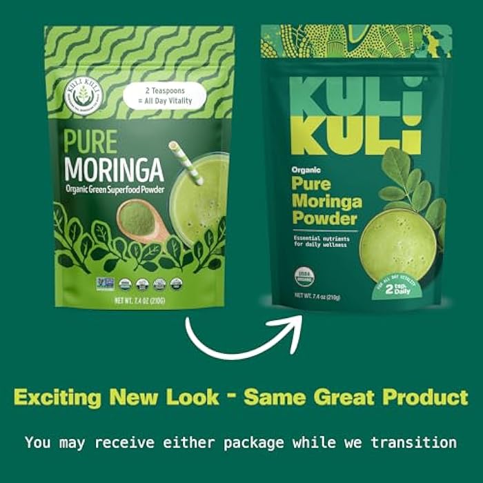 Kuli Kuli مسحوق أوراق المورينغا العضوي من كولي كولي وسموذي أخضر، 100% نقي معتمد من وزارة الزراعة الأمريكية وغير معدّل وراثيًا، رائع مع السموذي والشاي والطعام، 1 عبوة - Image 3