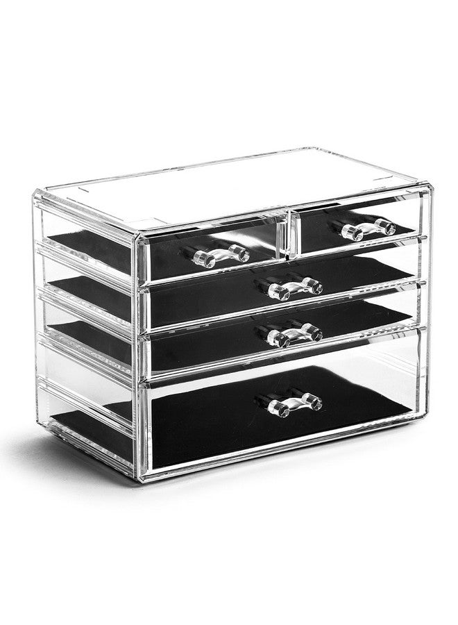 BINO THE MANHATTAN SERIES Acrylic Makeup Drawer Organizer-3 Large 2 Small Drawer | Clear Beauty Organizers and Storage| Cosmetic & Makeup Drawer| Home Organization| Jewelry & Vanity Accessories Drawer - Image 1