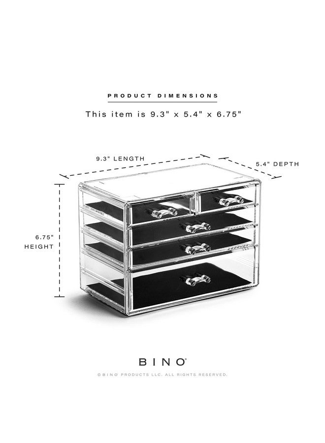 BINO THE MANHATTAN SERIES Acrylic Makeup Drawer Organizer-3 Large 2 Small Drawer | Clear Beauty Organizers and Storage| Cosmetic & Makeup Drawer| Home Organization| Jewelry & Vanity Accessories Drawer - Image 3