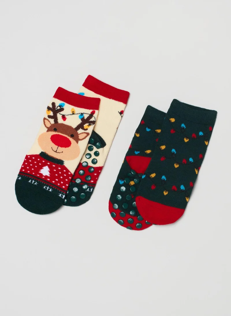 او في اس Ovs Boys Reindeer Slipper Socks