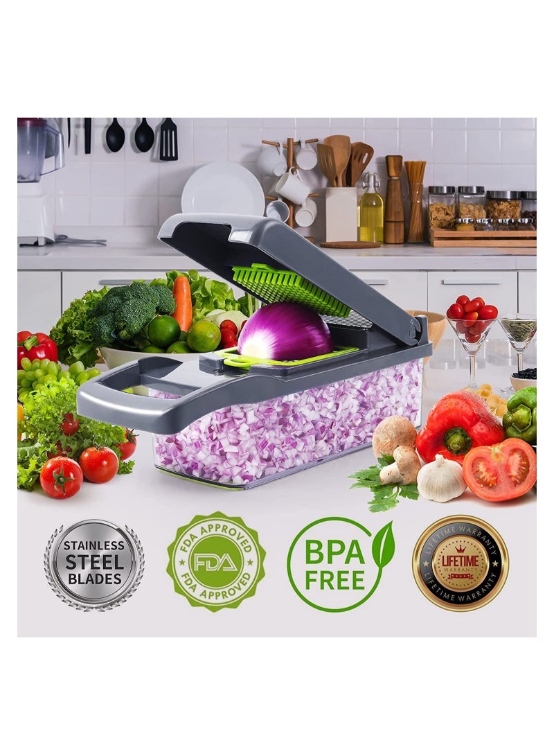 ELTRAZONE Vegetable Chopper, Pro Onion Chopper, Multifunctional 13 in 1 Food Chopper, Kitchen Vegetable Slicer Dicer Cutter, Veggie Chopper With 8 Blades, Carrot and Garlic Chopper. - Image 5