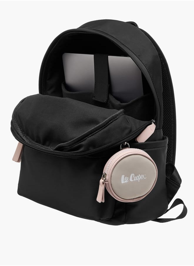 Lee Cooper - Women Logo Print Backpack with Adjustable Shoulder Straps and Coin Pouch - 31x41x19 cm - Image 1