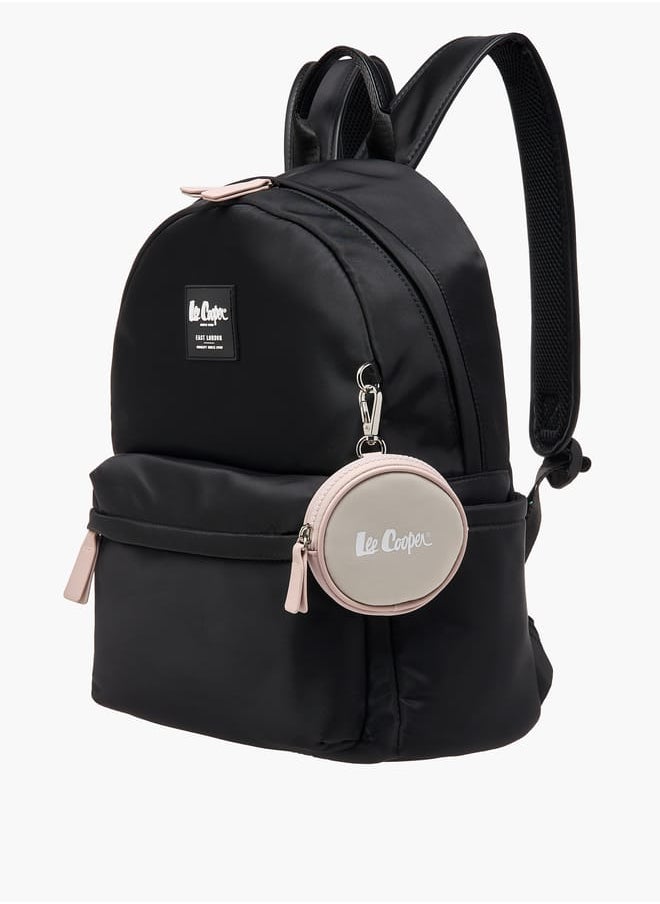 Lee Cooper - Women Logo Print Backpack with Adjustable Shoulder Straps and Coin Pouch - 31x41x19 cm - Image 1