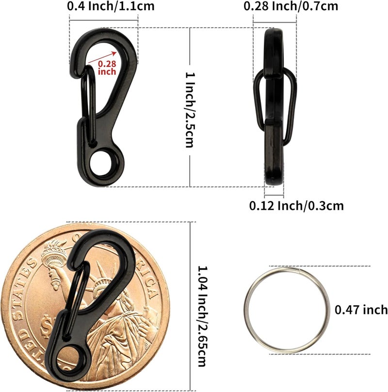 SWATOM Small Mini Carabiner Clip Tiny Spring Snap Hook Keychains Micro Carabiners for Paracord EDC Alloy Key Rings Outdoor Hiking Fishing Camping Backpack Accessories - Image 2