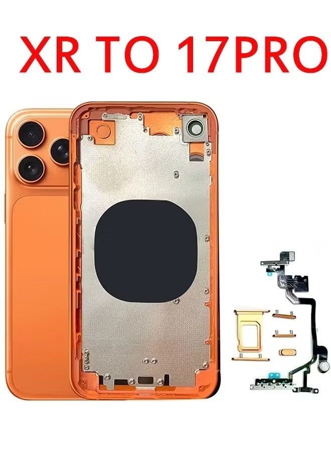 Housing for  to 17 Pro Conversion Back Cover Replacement Fully Assembled Titanium DIY Kit-Orange - Image 1